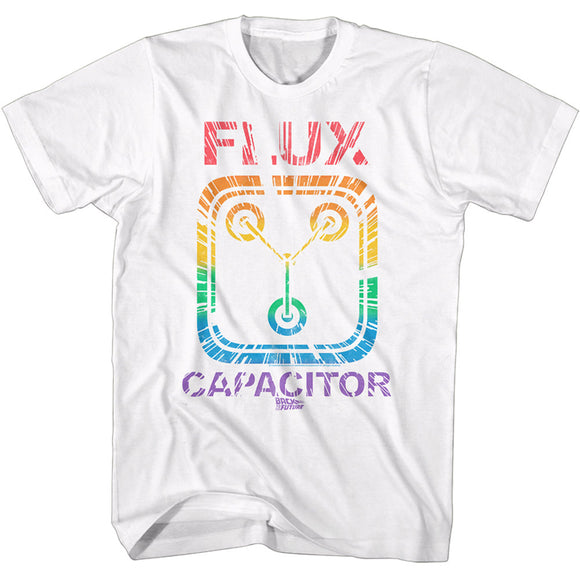 Back to the Future Rainbow Flux Capacitor White T-shirt - Yoga Clothing for You