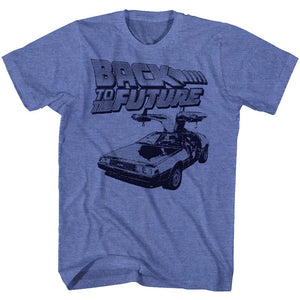 Back to the Future DeLorean Halftone Pattern Royal Heather T-shirt - Yoga Clothing for You