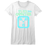 Back to the Future Neon Flux Capacitor Juniors White T-shirt - Yoga Clothing for You