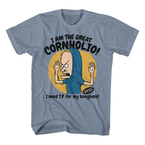 Beavis and Butthead Great Cornholio Indigo Heather T-shirt - Yoga Clothing for You