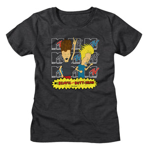 Beavis and Butthead Ladies T-Shirt Rocking Out Photo Tee - Yoga Clothing for You