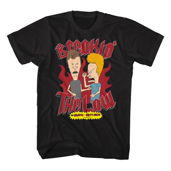 Beavis and Butthead Breaking The Law Black Tall T-shirt - Yoga Clothing for You