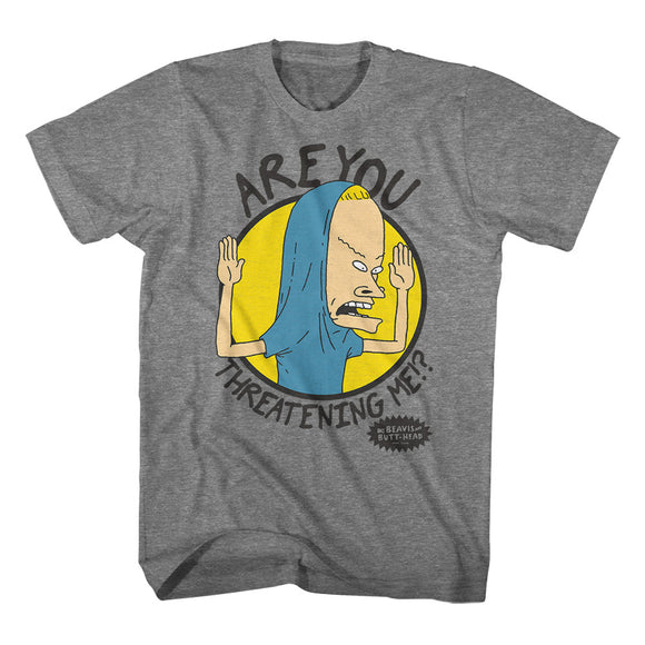 Beavis and Butthead Are You Threatening Me Graphite T-shirt - Yoga Clothing for You