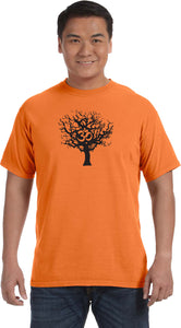Black Tree of Life Heavyweight Pigment Dye Yoga Tee Shirt - Yoga Clothing for You
