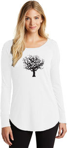 Black Tree of Life Triblend Long Sleeve Tunic Yoga Shirt - Yoga Clothing for You
