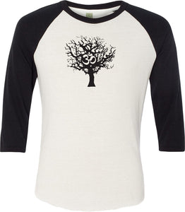 Black Tree of Life Eco Raglan 3/4 Sleeve Yoga Tee Shirt - Yoga Clothing for You