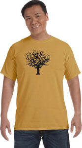 Black Tree of Life Heavyweight Pigment Dye Yoga Tee Shirt - Yoga Clothing for You
