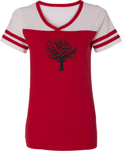 Black Tree of Life Powder Puff Yoga Tee Shirt - Yoga Clothing for You