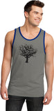 Black Tree of Life 100% Cotton Ringer Yoga Tank Top - Yoga Clothing for You