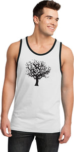 Black Tree of Life 100% Cotton Ringer Yoga Tank Top - Yoga Clothing for You