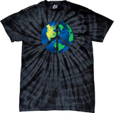 Peace Sign T-shirt Blue Earth Spider Tie Dye Tee - Yoga Clothing for You
