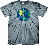 Peace Sign T-shirt Blue Earth Spider Tie Dye Tee - Yoga Clothing for You
