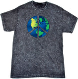 Peace Sign T-shirt Blue Earth Mineral Washed Tie Dye Tee - Yoga Clothing for You