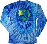 Peace Sign T-shirt Blue Earth Long Sleeve Tie Dye - Yoga Clothing for You