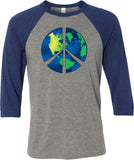 Peace Sign T-shirt Blue Earth Raglan - Yoga Clothing for You