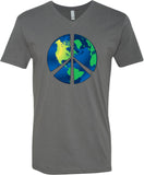 Peace Sign T-shirt Blue Earth V-Neck - Yoga Clothing for You
