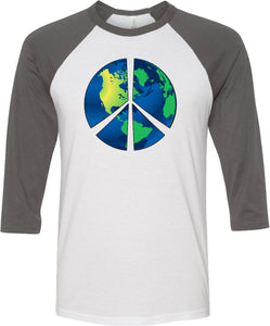 Peace Sign T-shirt Blue Earth Raglan - Yoga Clothing for You