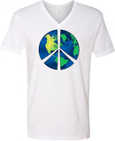 Peace Sign T-shirt Blue Earth V-Neck - Yoga Clothing for You