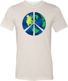 Peace Sign T-shirt Blue Earth Tri Blend Tee - Yoga Clothing for You