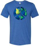 Peace Sign T-shirt Blue Earth Tri Blend Tee - Yoga Clothing for You