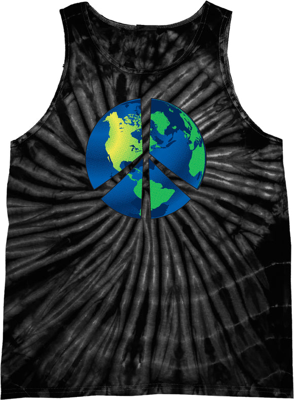 Peace Sign Tank Top Blue Earth Tie Dye Tanktop - Yoga Clothing for You