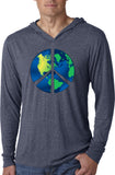 Peace Sign T-shirt Blue Earth Lightweight Hoodie - Yoga Clothing for You