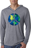 Peace Sign T-shirt Blue Earth Lightweight Hoodie - Yoga Clothing for You