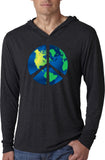 Peace Sign T-shirt Blue Earth Lightweight Hoodie - Yoga Clothing for You