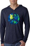 Peace Sign T-shirt Blue Earth Lightweight Hoodie - Yoga Clothing for You
