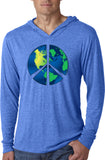 Peace Sign T-shirt Blue Earth Lightweight Hoodie - Yoga Clothing for You