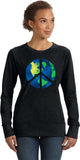 Ladies Peace Sign Sweatshirt Blue Earth - Yoga Clothing for You