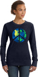 Ladies Peace Sign Sweatshirt Blue Earth - Yoga Clothing for You