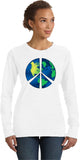 Ladies Peace Sign Sweatshirt Blue Earth - Yoga Clothing for You