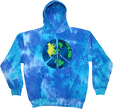 Peace Sign Hoodie Blue Earth Tie Dye Hoody - Yoga Clothing for You