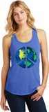 Ladies Peace Sign Tank Top Blue Earth Racerback Tanktop - Yoga Clothing for You