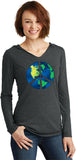 Ladies Peace Sign T-shirt Blue Earth Ladies Tri Blend Hoodie - Yoga Clothing for You