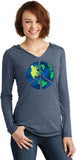 Ladies Peace Sign T-shirt Blue Earth Ladies Tri Blend Hoodie - Yoga Clothing for You