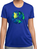 Ladies Peace Sign T-shirt Blue Earth Ladies Moisture Wicking Tee - Yoga Clothing for You