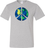 Peace Sign T-shirt Blue Earth Tall Shirt - Yoga Clothing for You