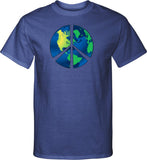 Peace Sign T-shirt Blue Earth Tall Shirt - Yoga Clothing for You