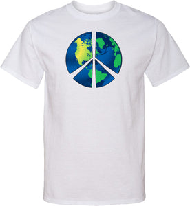 Peace Sign T-shirt Blue Earth Tall Shirt - Yoga Clothing for You