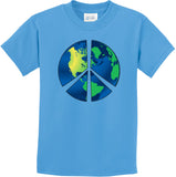 Kids Peace Sign T-shirt Blue Earth Youth Tee - Yoga Clothing for You