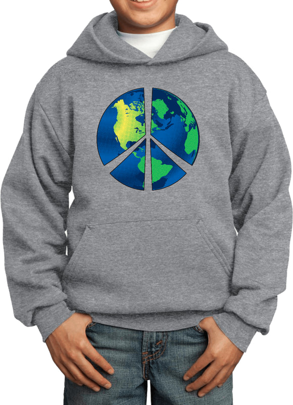 Kids Peace Sign Hoodie Blue Earth Youth Hoody - Yoga Clothing for You