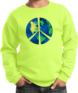 Kids Peace Sign Sweatshirt Blue Earth - Yoga Clothing for You