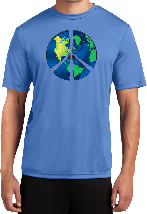 Peace Sign T-shirt Blue Earth Moisture Wicking Tee - Yoga Clothing for You