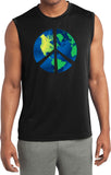Peace Sign T-shirt Blue Earth Sleeveless Competitor Tee - Yoga Clothing for You