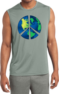 Peace Sign T-shirt Blue Earth Sleeveless Competitor Tee - Yoga Clothing for You