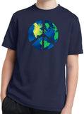 Kids Peace Sign T-shirt Blue Earth Youth Moisture Wicking Tee - Yoga Clothing for You