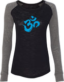 Aqua Brushstroke AUM Preppy Patch Yoga Tee Shirt - Yoga Clothing for You