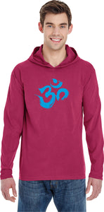 Aqua Brushstroke AUM Pigment Hoodie Yoga Tee Shirt - Yoga Clothing for You